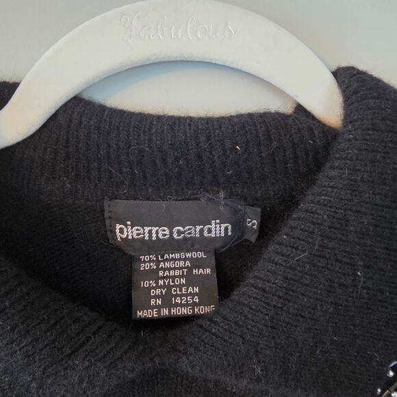 Vintage 80s Angora Wool Sweater. Small. Dark Romance Goth Glam Sequins Black - Picture 6 of 10